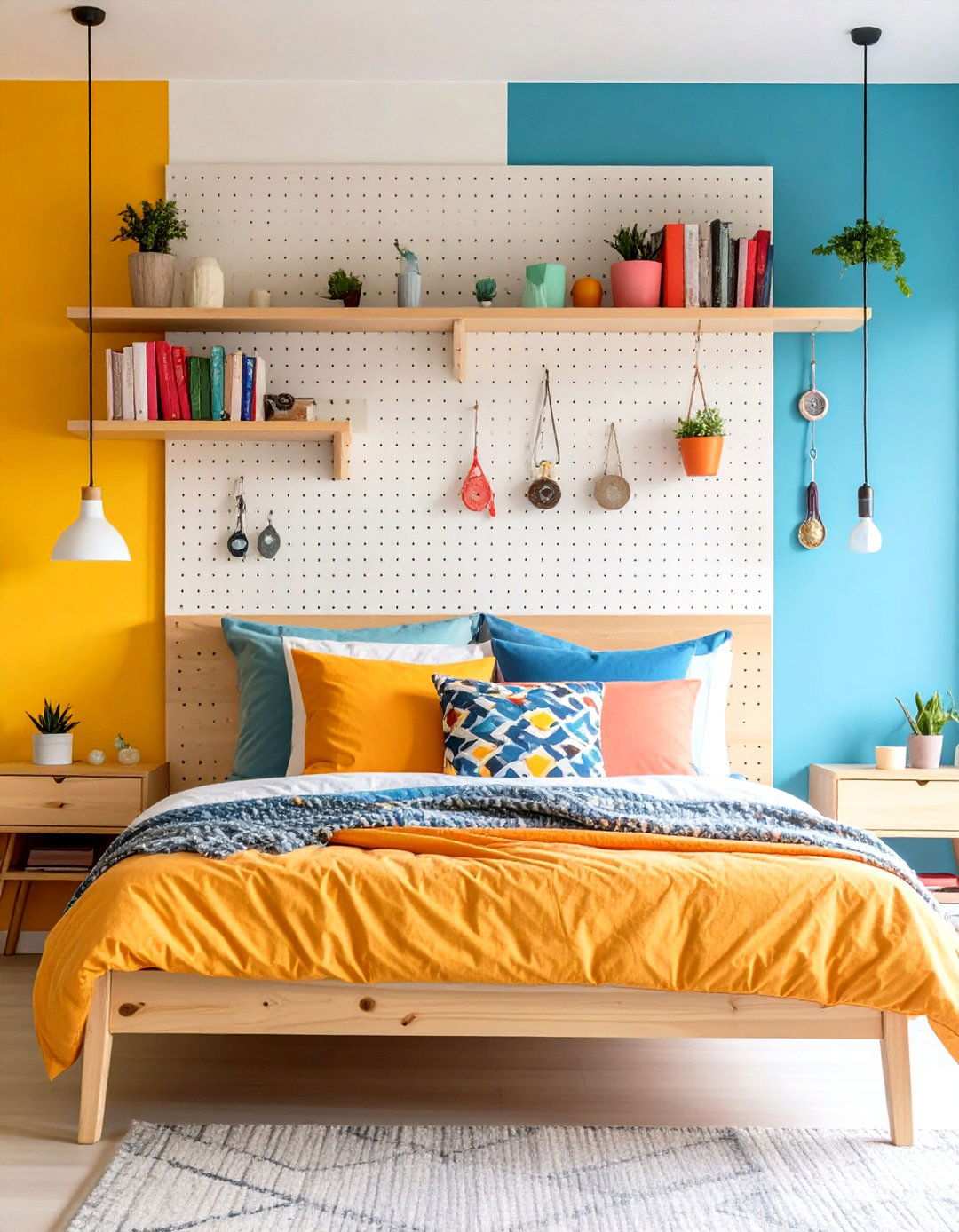Bedroom Pegboard Headboard - 24 Pegboard Ideas