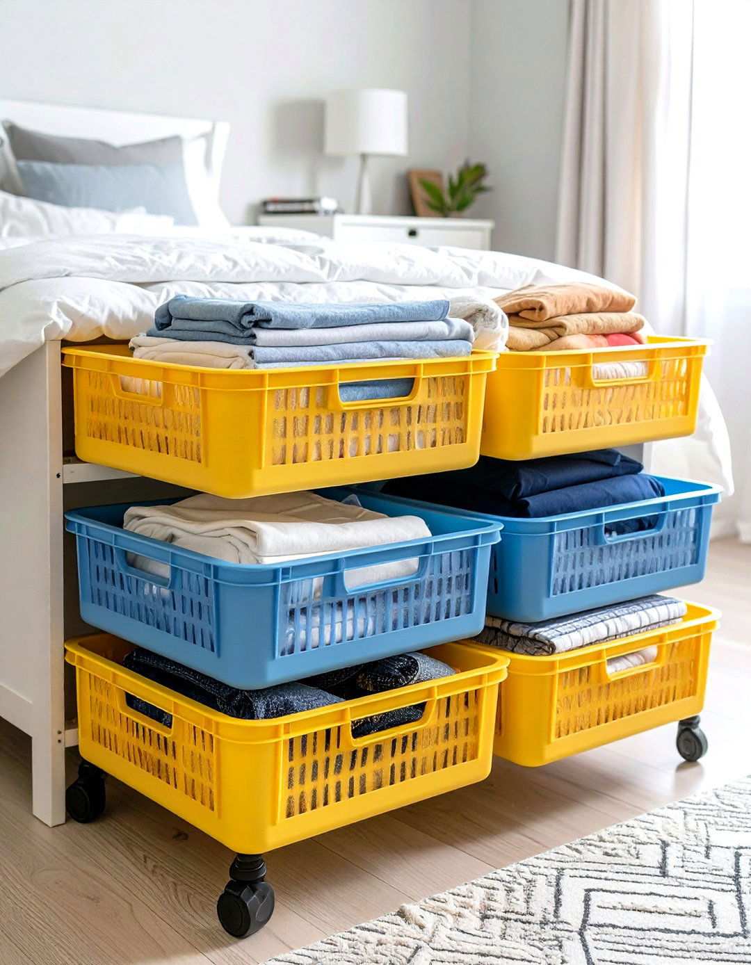 Bedroom Under Bed Rolling Storage - 24 Milk Crate Storage Ideas