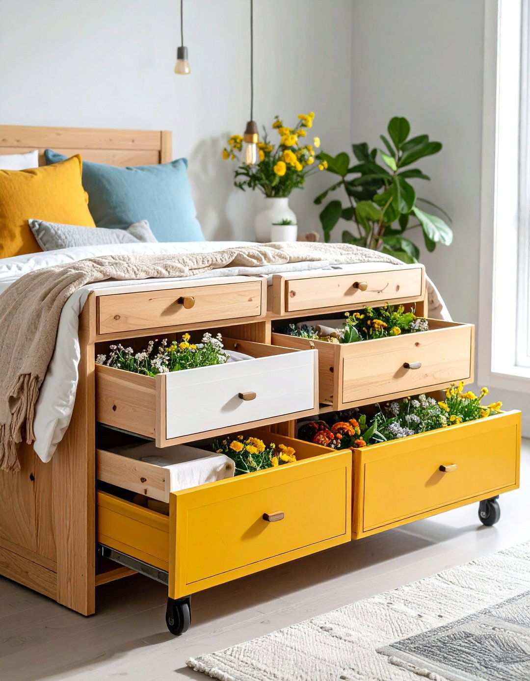 Bedroom Under Bed Rolling Storage - 24 Tiny House Storage Ideas