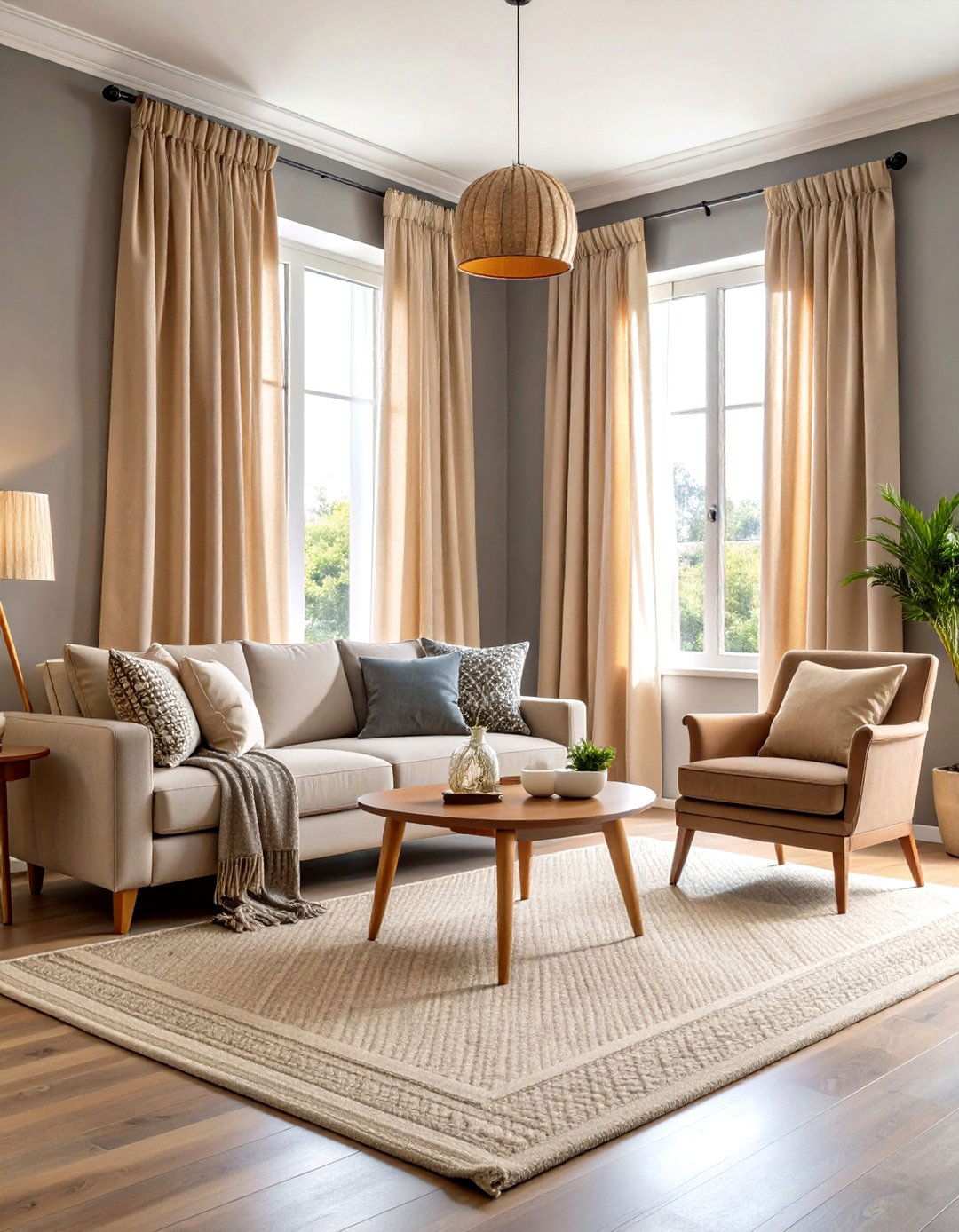 Beige Curtains for Warm Neutrals - 24 What Color Curtains Go With Gray Walls
