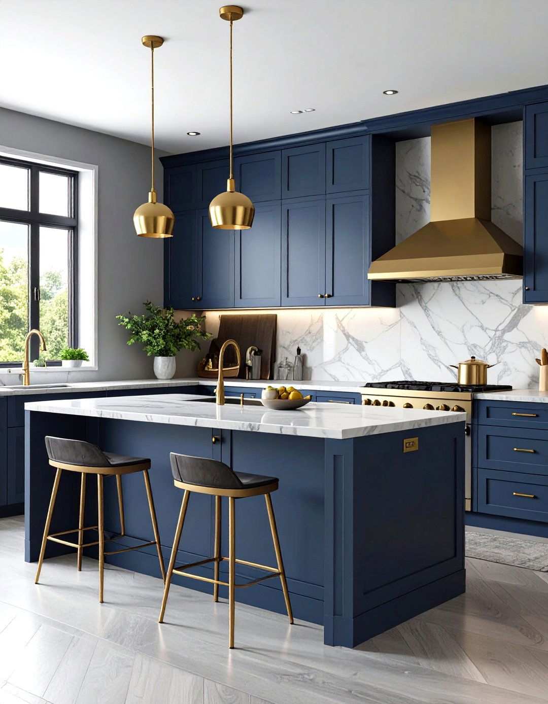 Benjamin Moore Gentlemans Gray Navy Kitchen - 24 Navy Blue Kitchen Cabinets Ideas