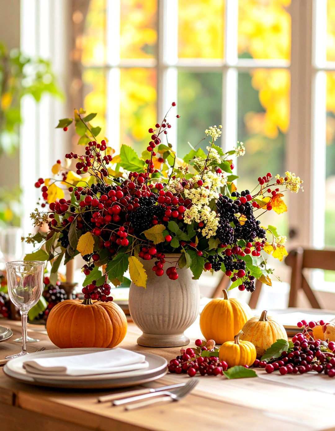 Berry Branch and Foliage Arrangements - 24 Tall Wedding Centerpiece Ideas