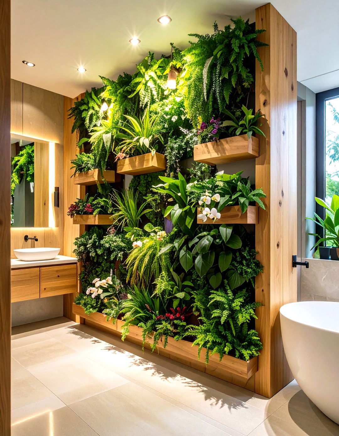 Biophilic Design With Living Walls - 24 Spa Like Bathroom Ideas