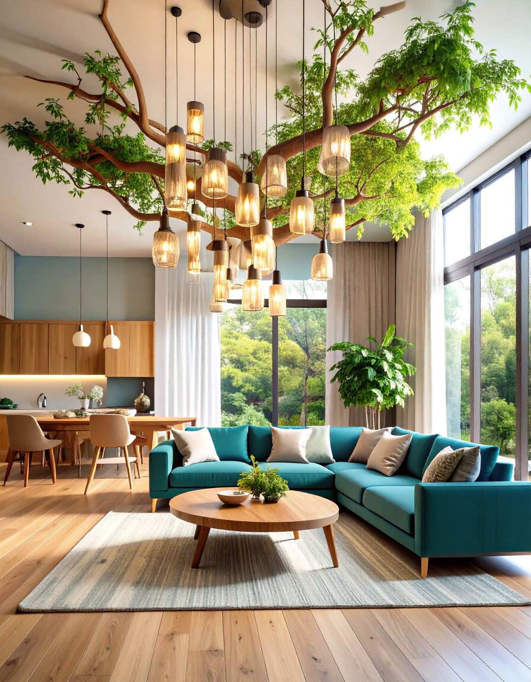 Biophilic Tree Branch Fixtures - 24 Living Room Lighting Ideas