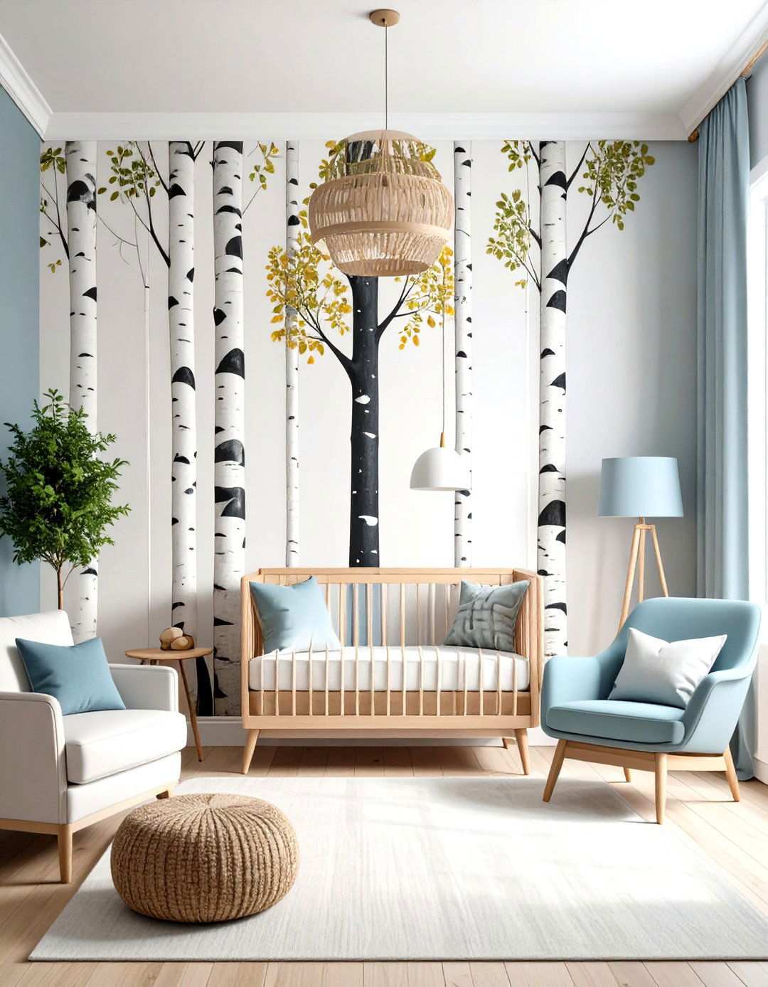 Birch Tree Accent Wall - 24 Woodland Nursery Ideas