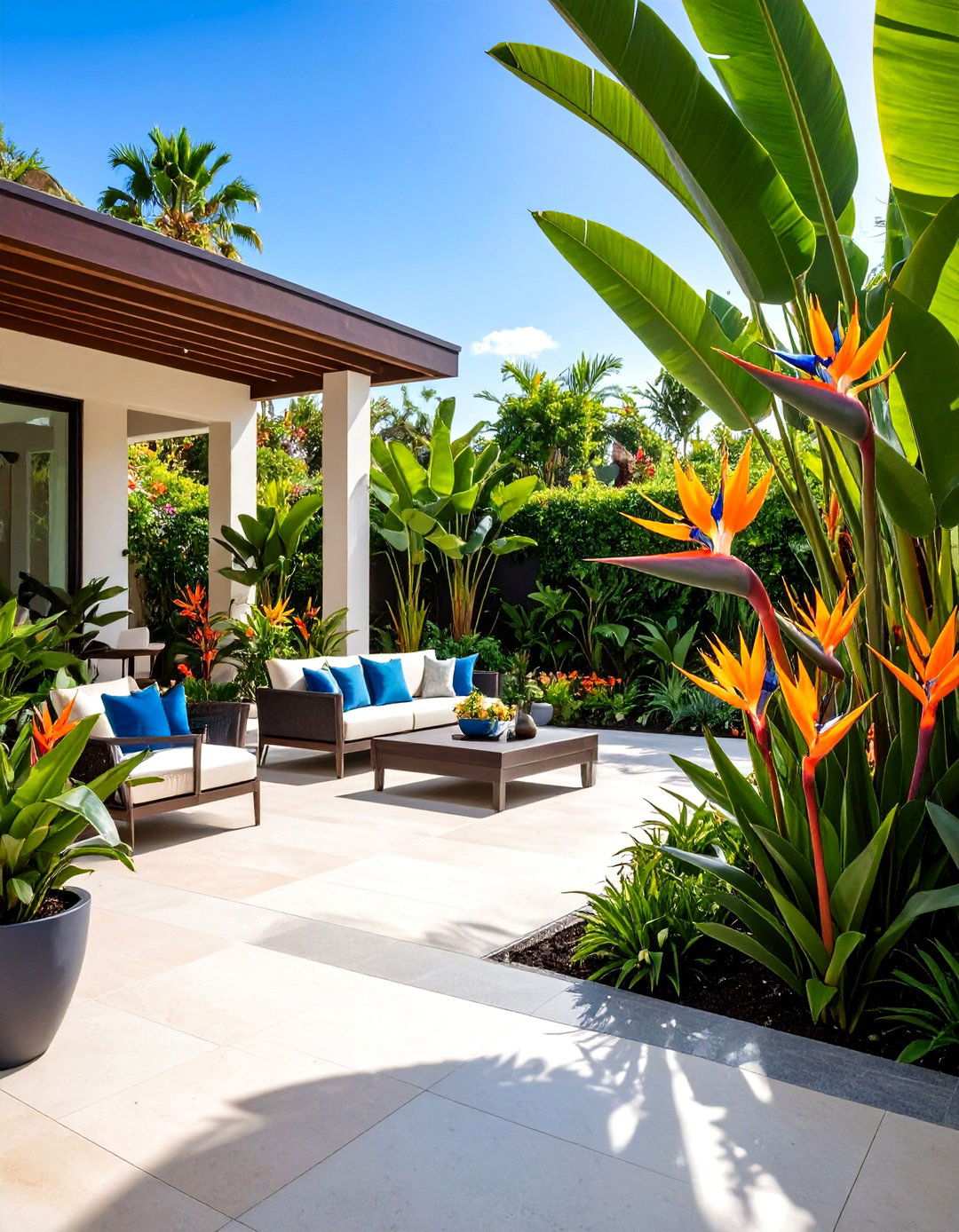 Bird of Paradise Showcase Patio - 24 Tropical Patio Ideas