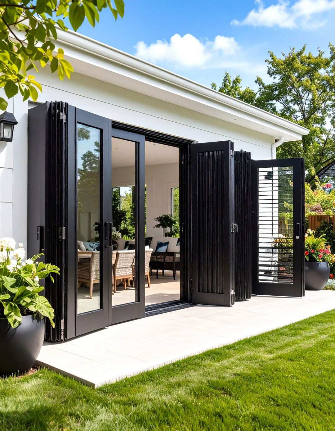 Black Accordion Folding Doors - 24 White House Ideas With Black Doors