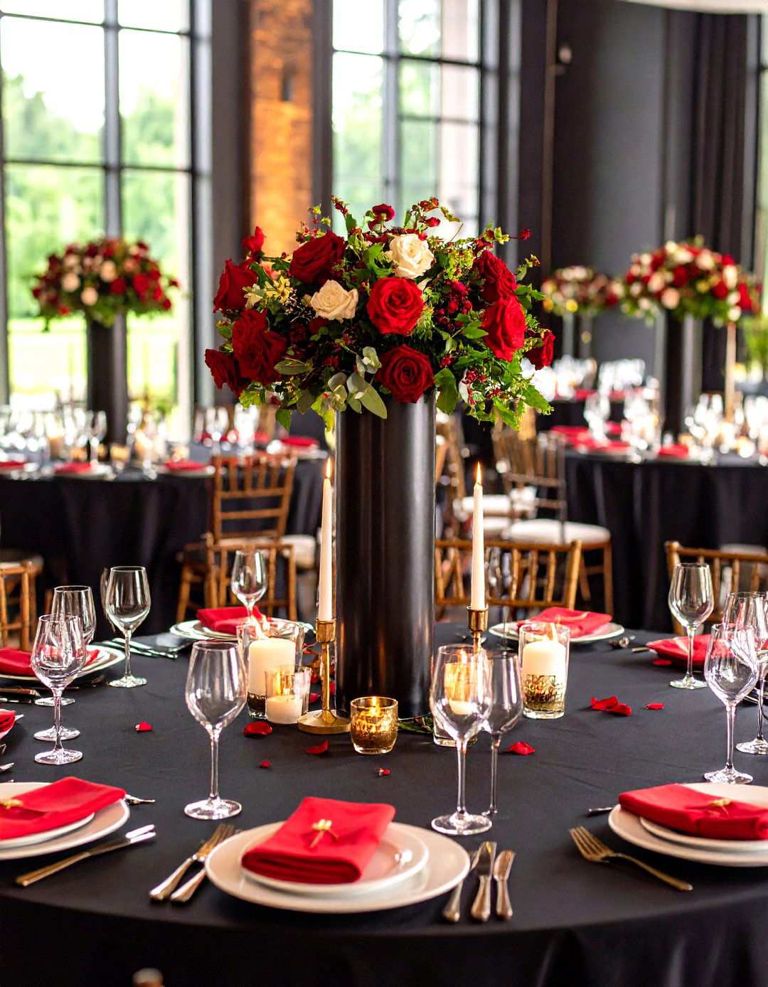 Black and Red Table Centerpieces - 24 Red and Black Wedding Ideas