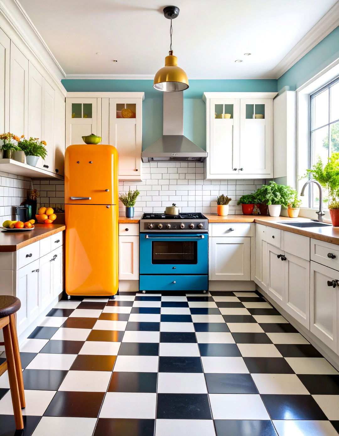 Black and White Checkerboard Classic Kitchen - 24 Vintage Kitchen Ideas