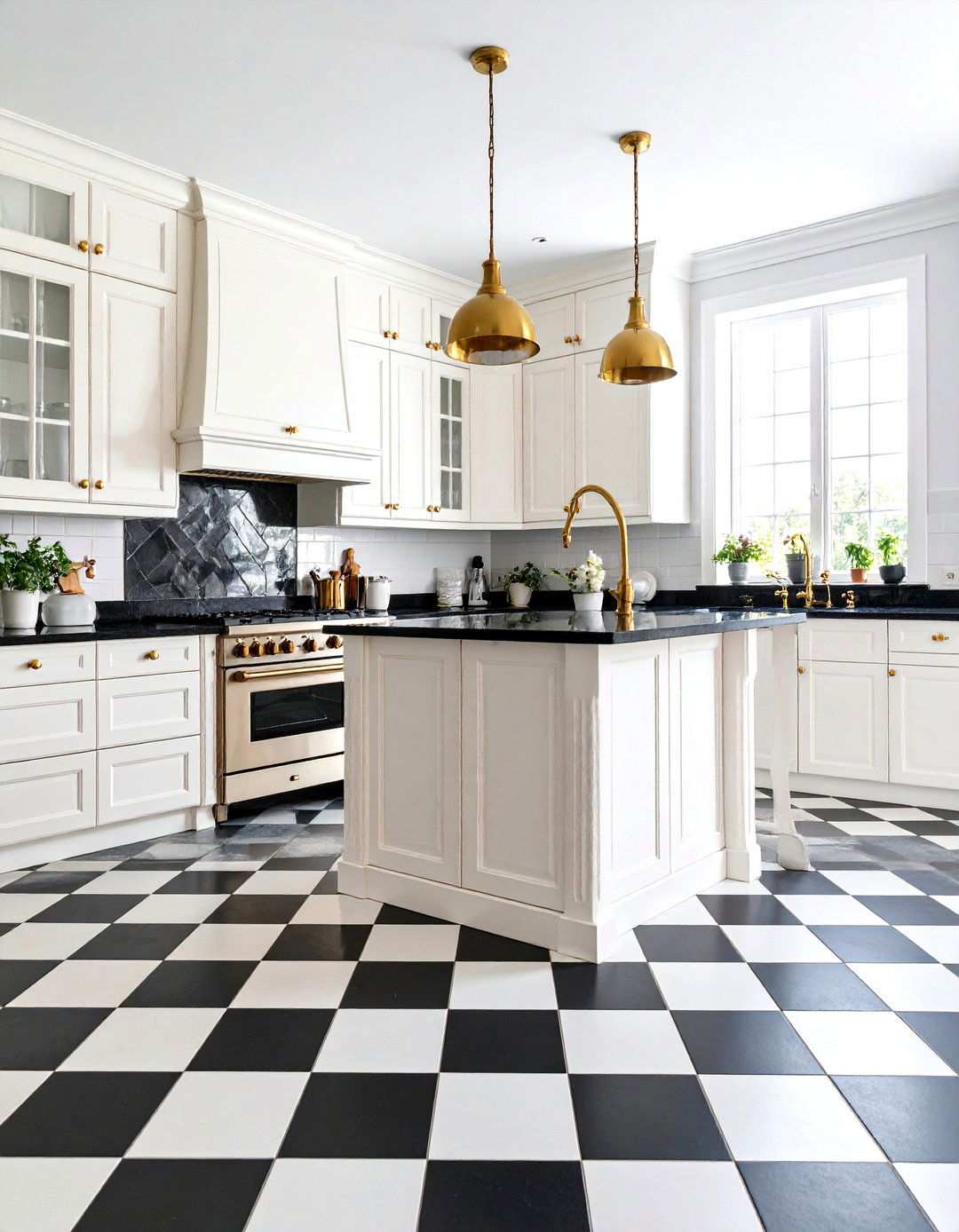 Black and White Checkered Floor Design - 24 Victorian Kitchen Ideas