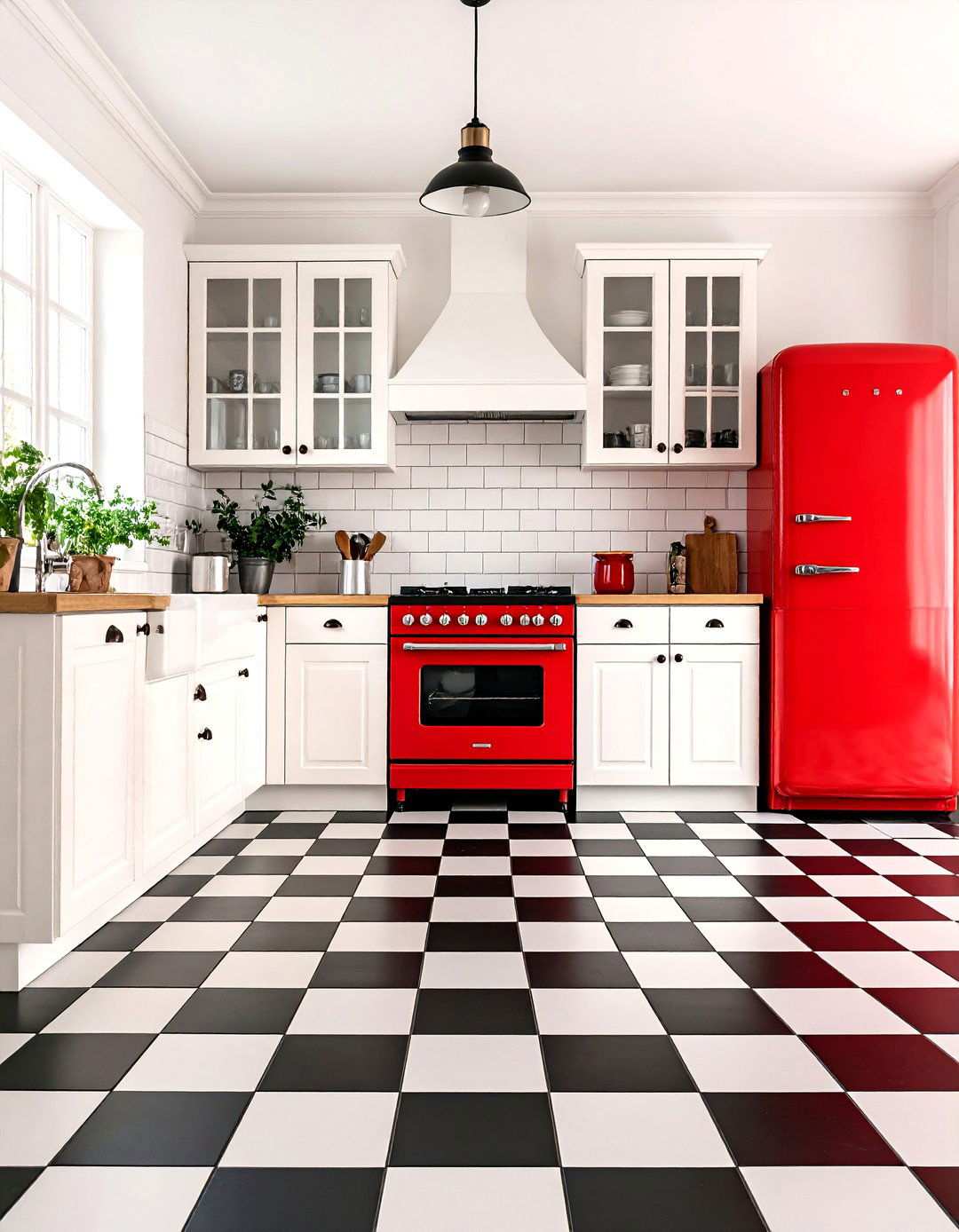 Black and White Checkered Floor Kitchen - 24 Retro Kitchen Ideas