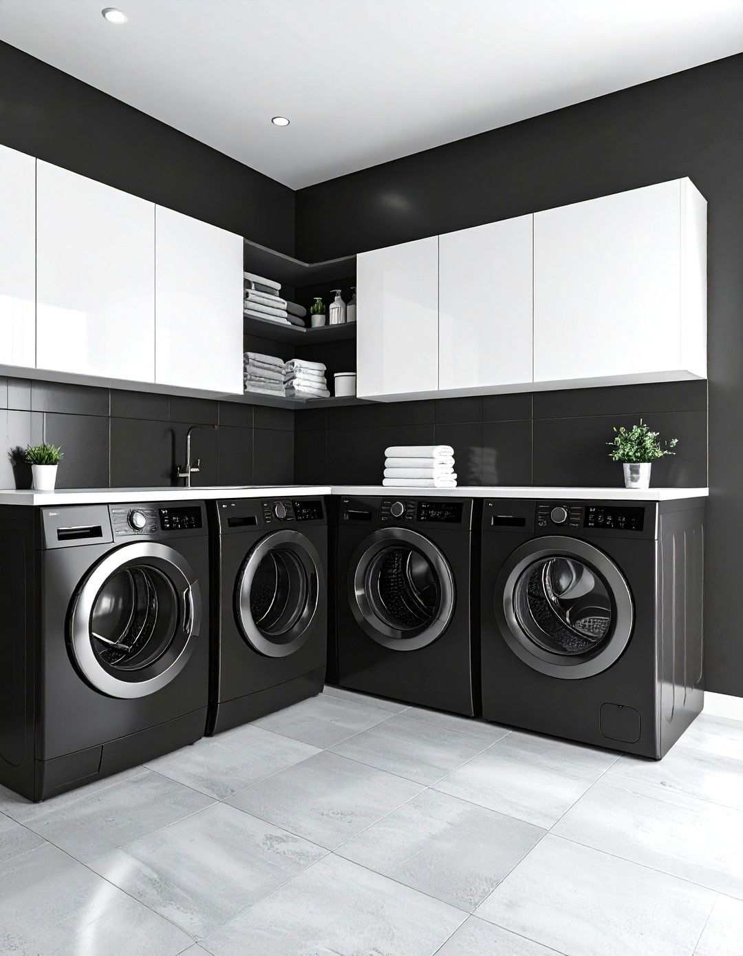 Black and White Contrast - 24 Laundry Room Paint Ideas