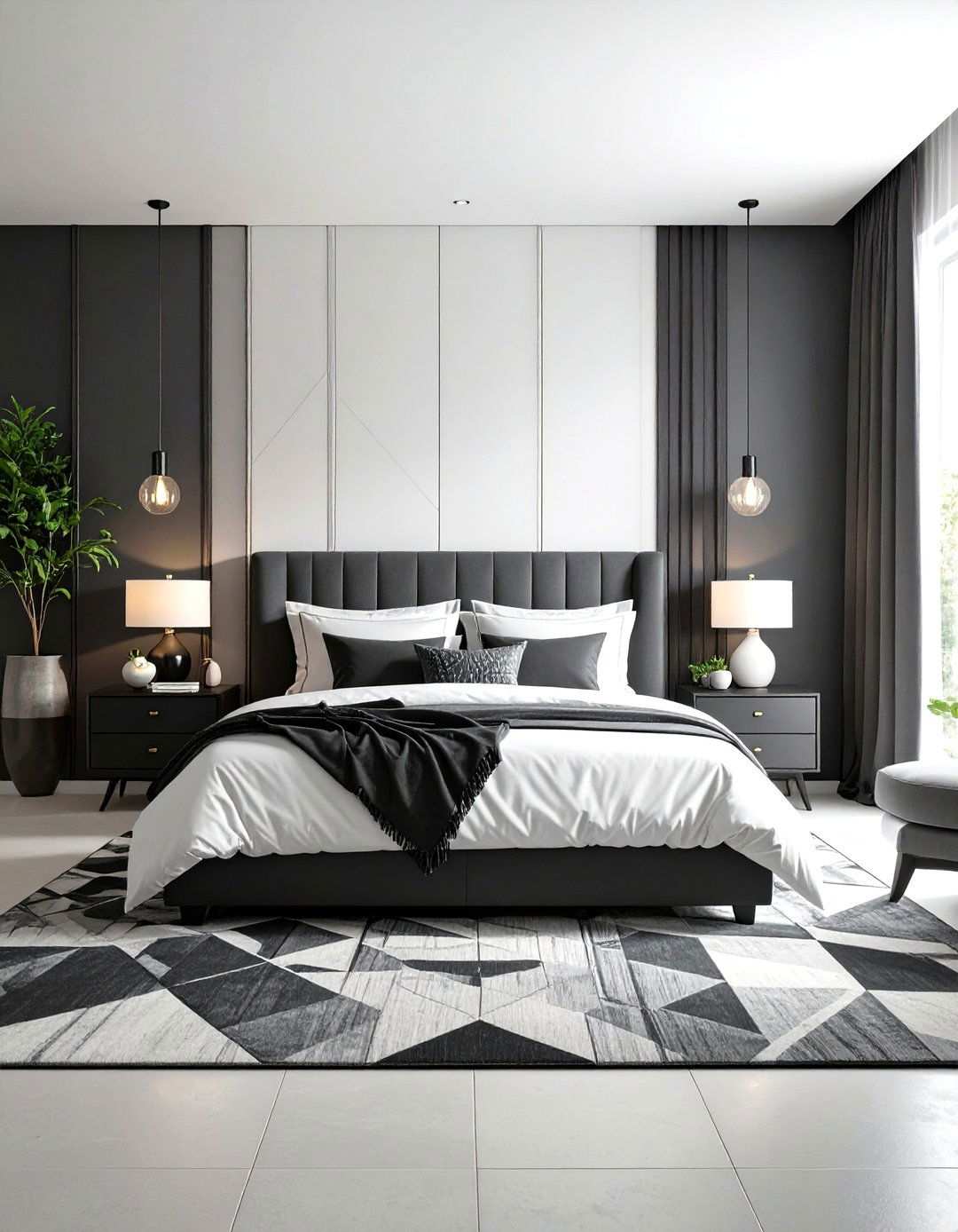 Black and White Masculine Bedroom - 24 Men's Bedroom Ideas