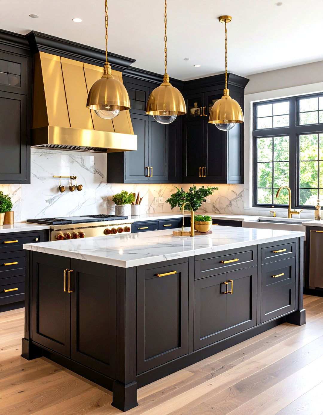 Black Cabinet with Brass Hardware Kitchen Designs - 24 kitchens with beautiful black cabinets