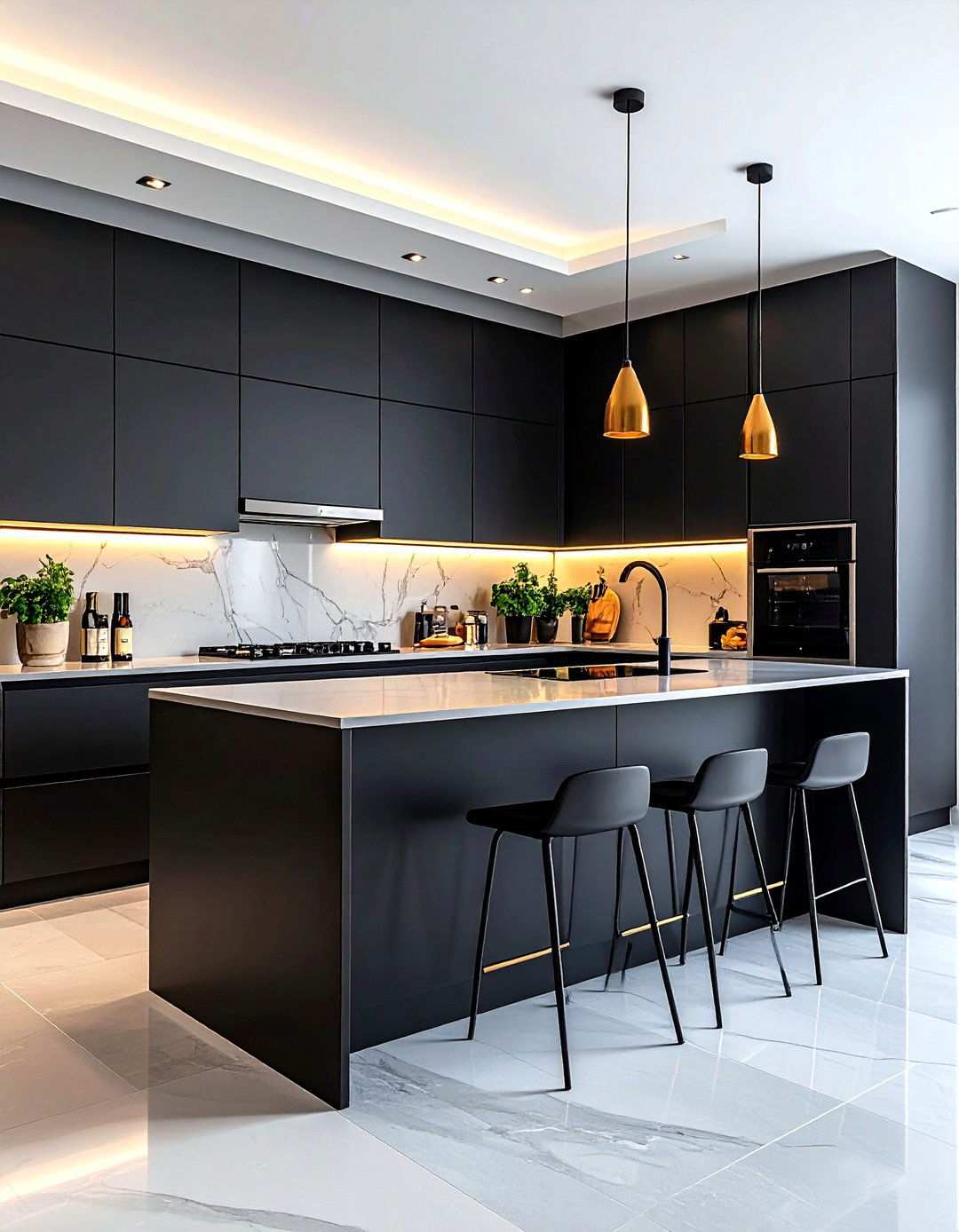 Black Flat Panel Cabinet Kitchen Styles - 24 kitchens with beautiful black cabinets