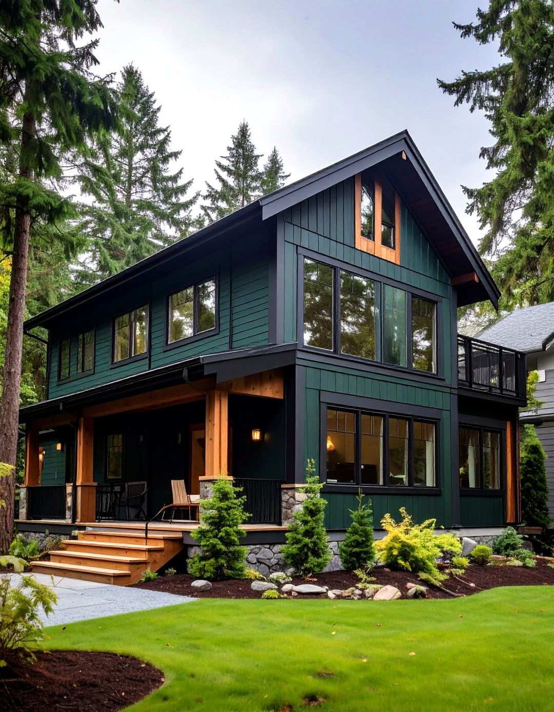Black Forest Green Cedar Connection - 24 Paint Colors for a Modern Black House With Cedar Accents