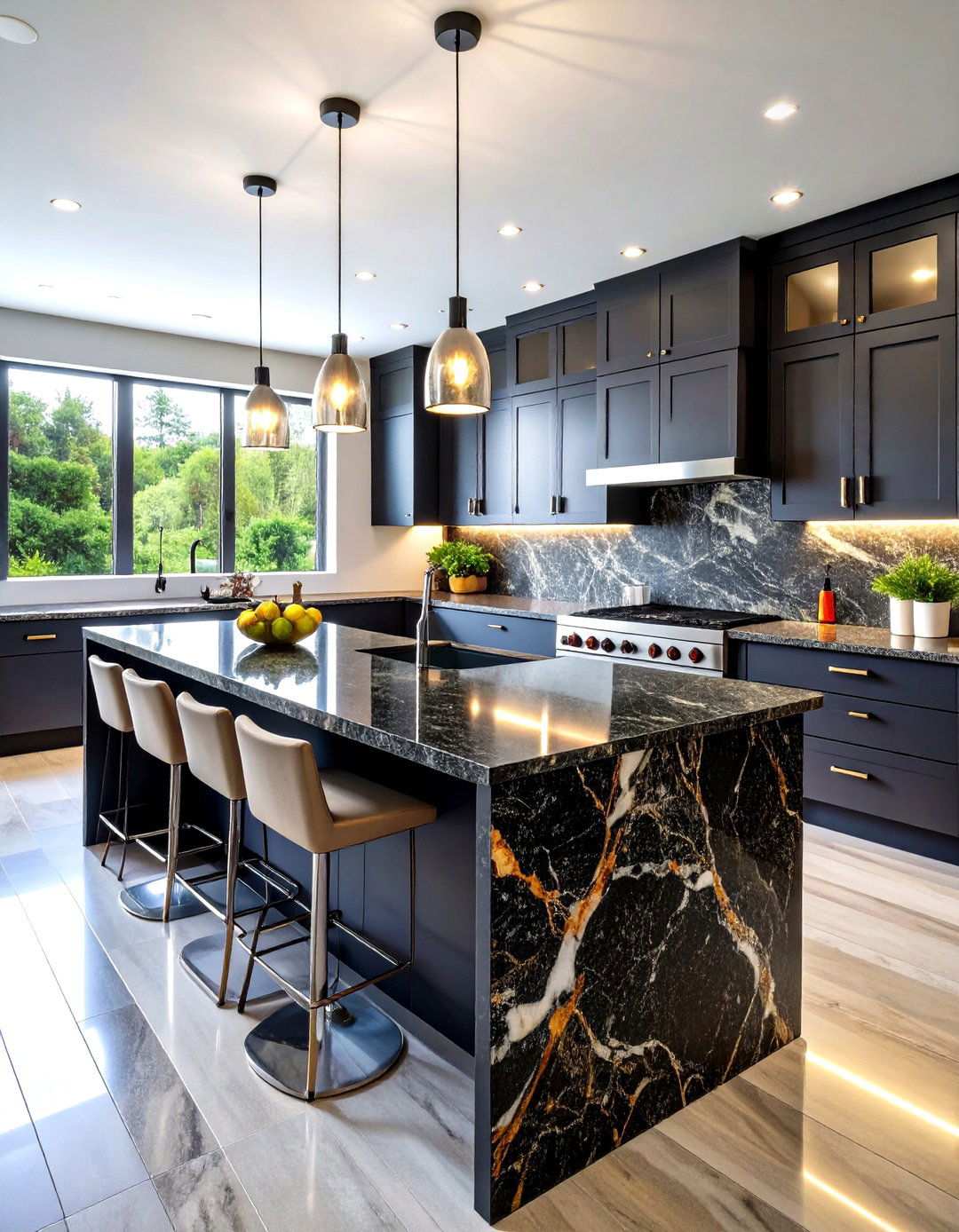 Black Granite Backsplash Slab - 24 Kitchen With Black Backsplash