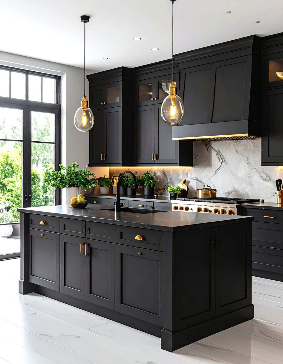 Black Hardware Coordination Strategy - 24 Kitchen With White Cabinets and Black Countertops Ideas