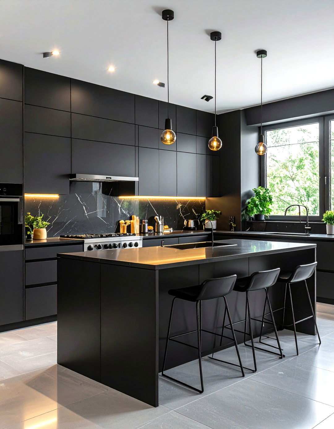 Black Kitchen Cabinets with Stainless Steel Appliances - 24 Kitchens With Black Cabinets