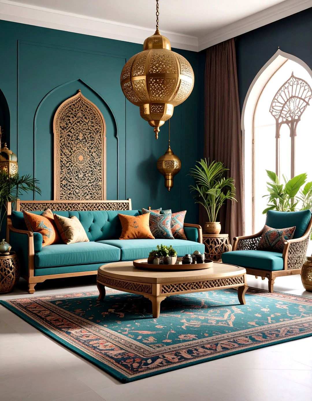 Black Living Room with Moroccan Inspired Details - 24 Moody Living Room Ideas