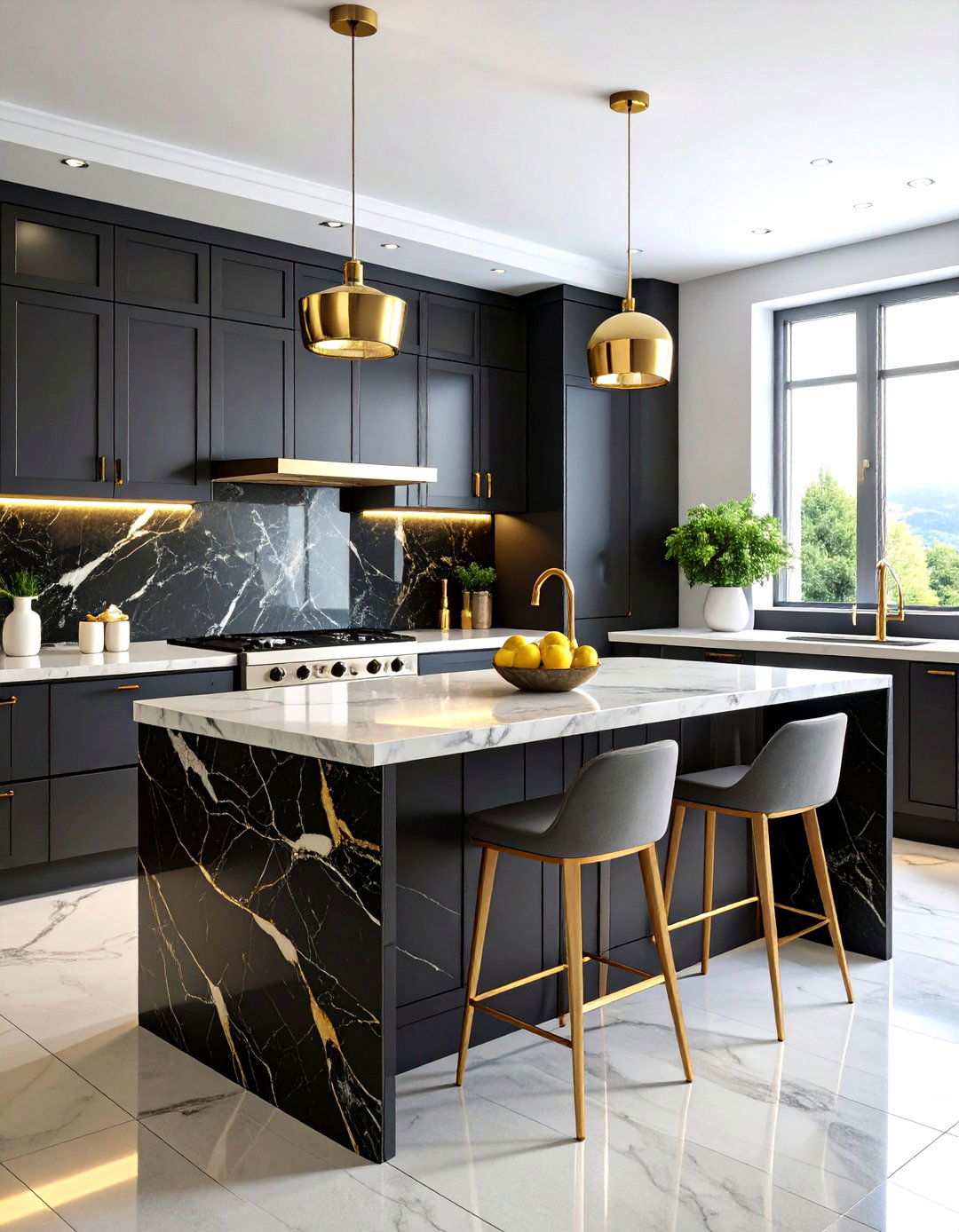 Black Marble Backsplash Design - 24 Kitchen With Black Backsplash