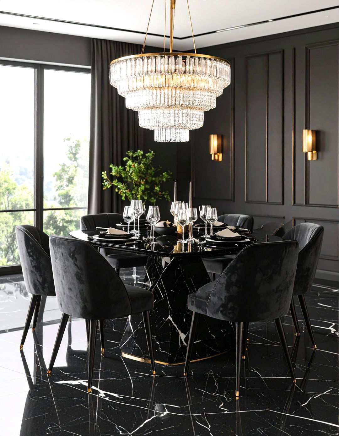 Black Marble Dining Room Tables - 24 Moody Dining Room Ideas
