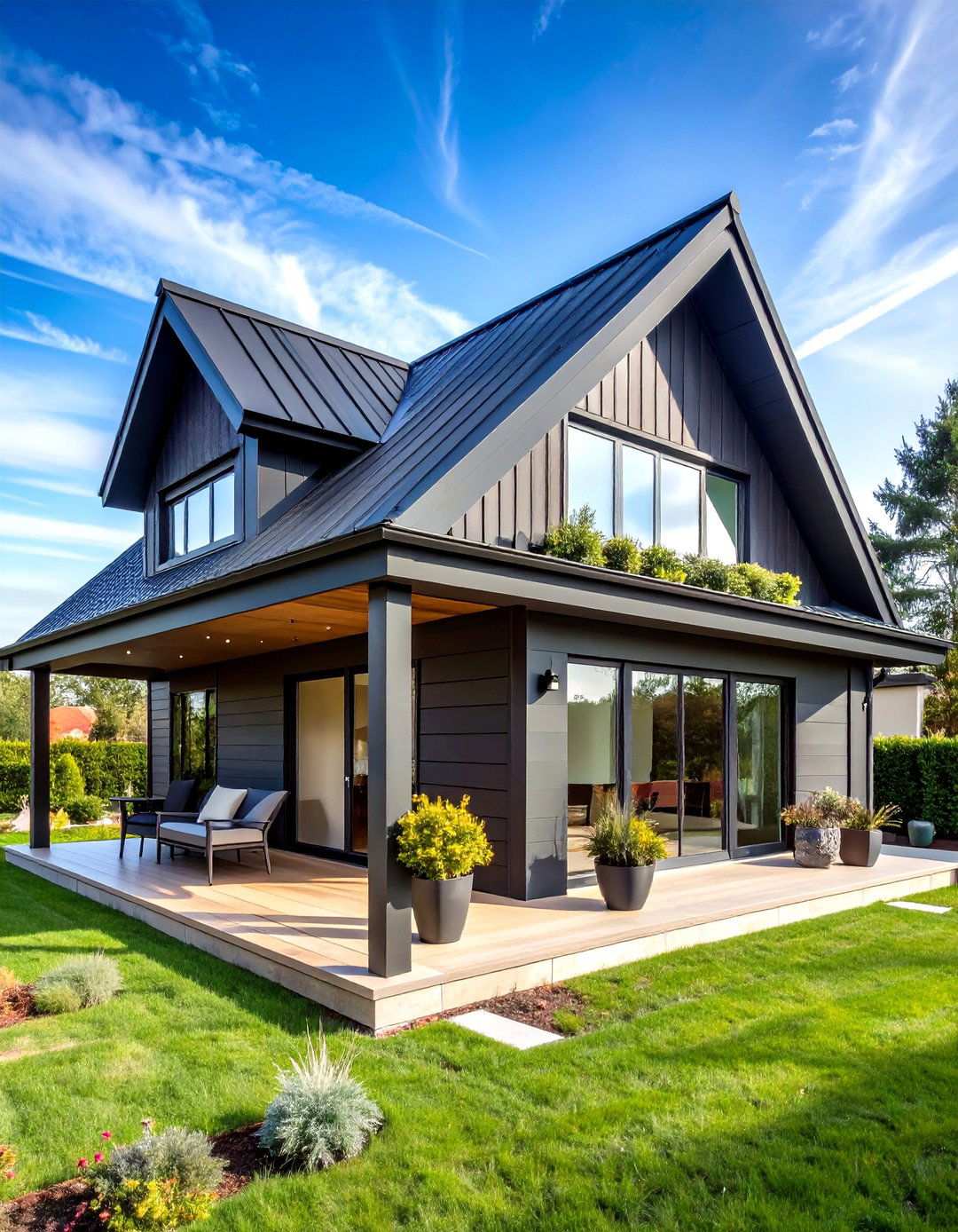 Black Metal Sleek Modern Design - 24 Metal Roof Porch Design Ideas