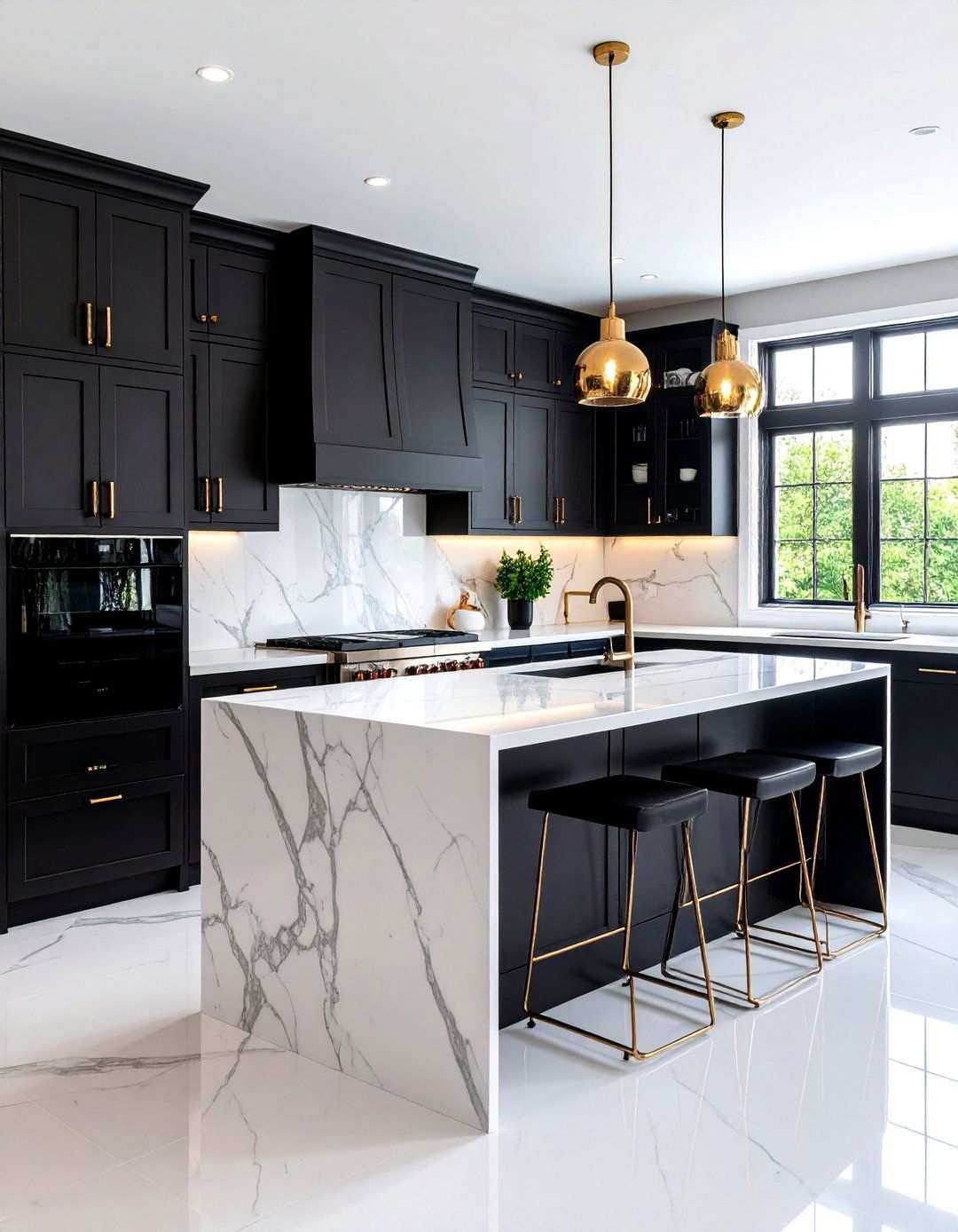 Black Monochromatic Cabinets with Black Appliances - 24 What Color Cabinets Go With Black Appliances