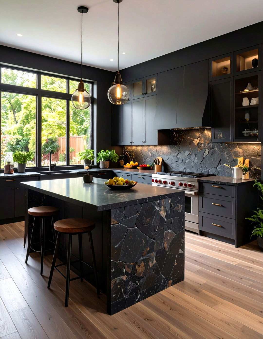 Black Natural Stone Kitchen Backsplash - 24 Kitchen With Black Backsplash