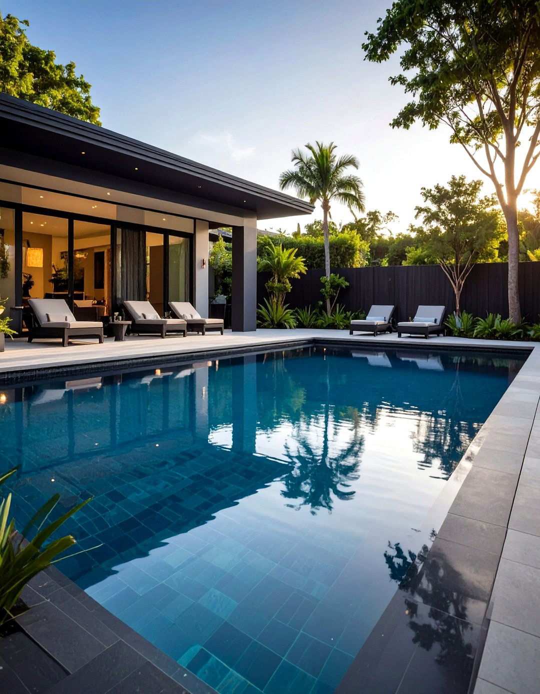 Black Pool Tile Dramatic Effects - 24 Pool Tile Ideas