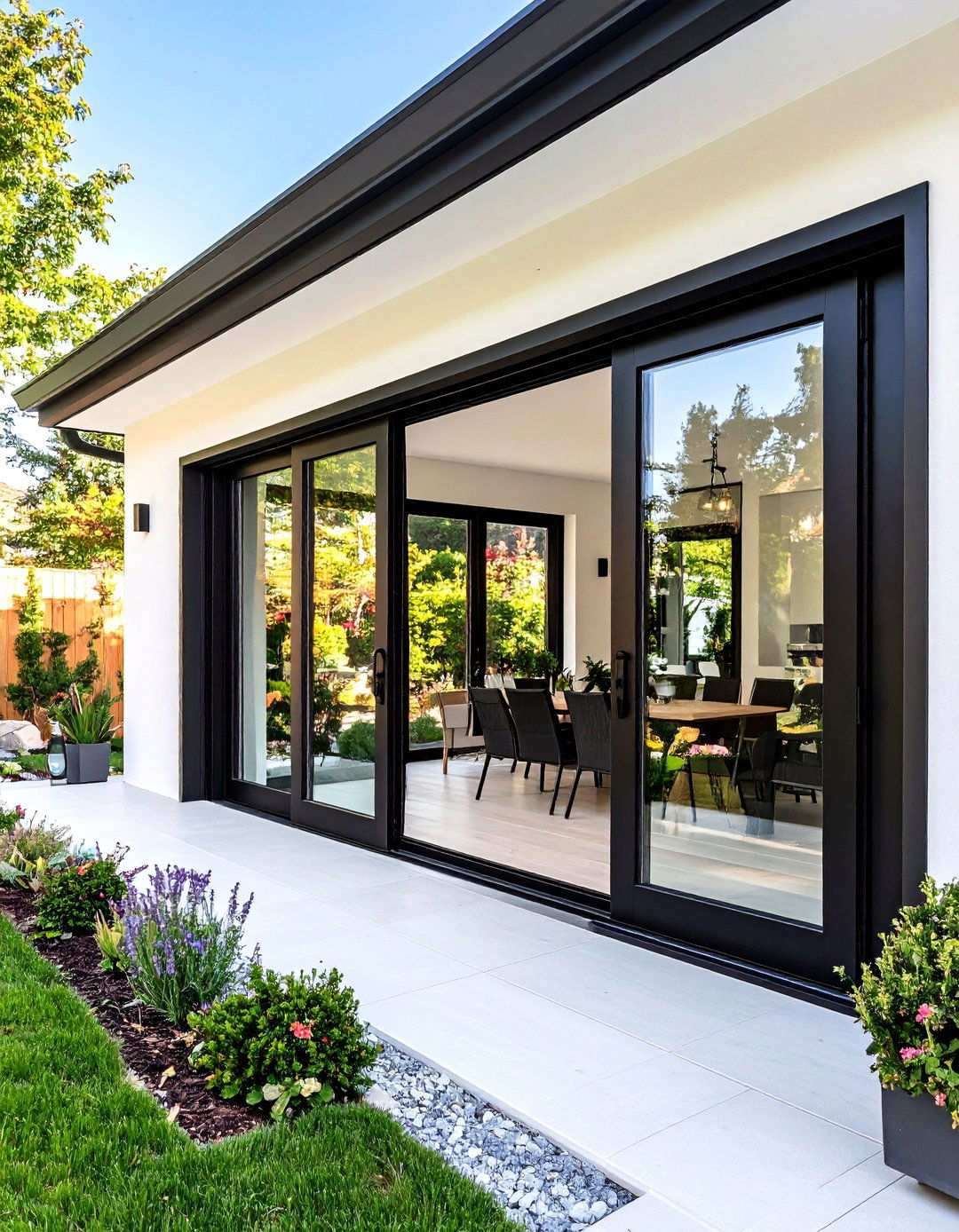 Black Sliding Patio Door Design - 24 White House Ideas With Black Doors