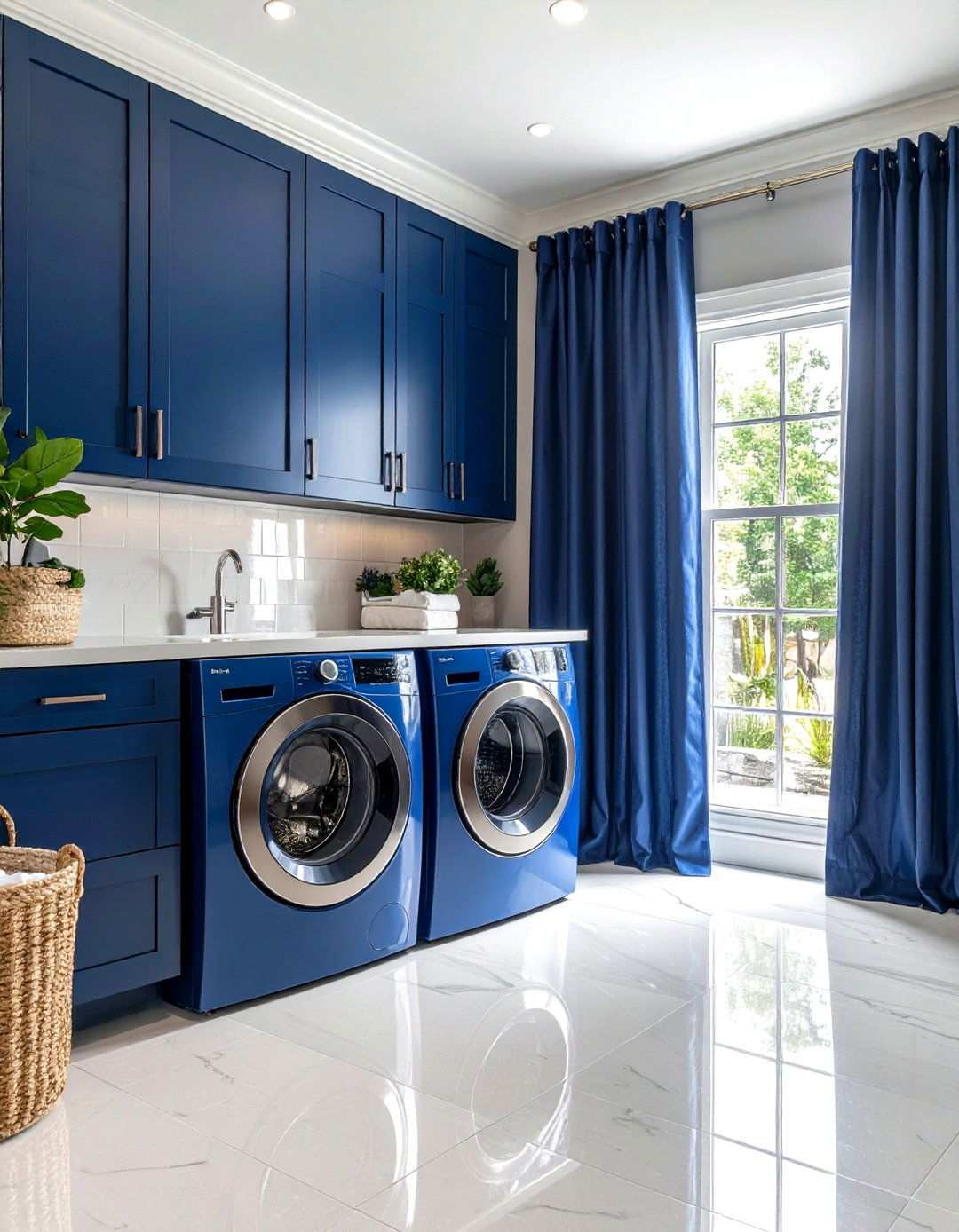 Blackout Thermal Curtains in Navy Blue - 24 Laundry Room Curtain Ideas