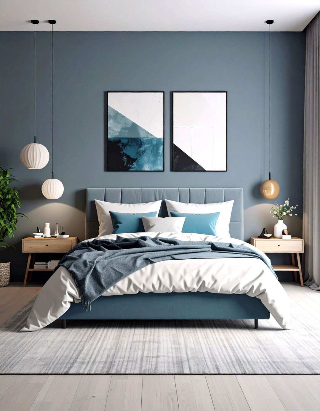 Blue Gray Minimalist Haven - 24 Moody Blue Bedroom Ideas