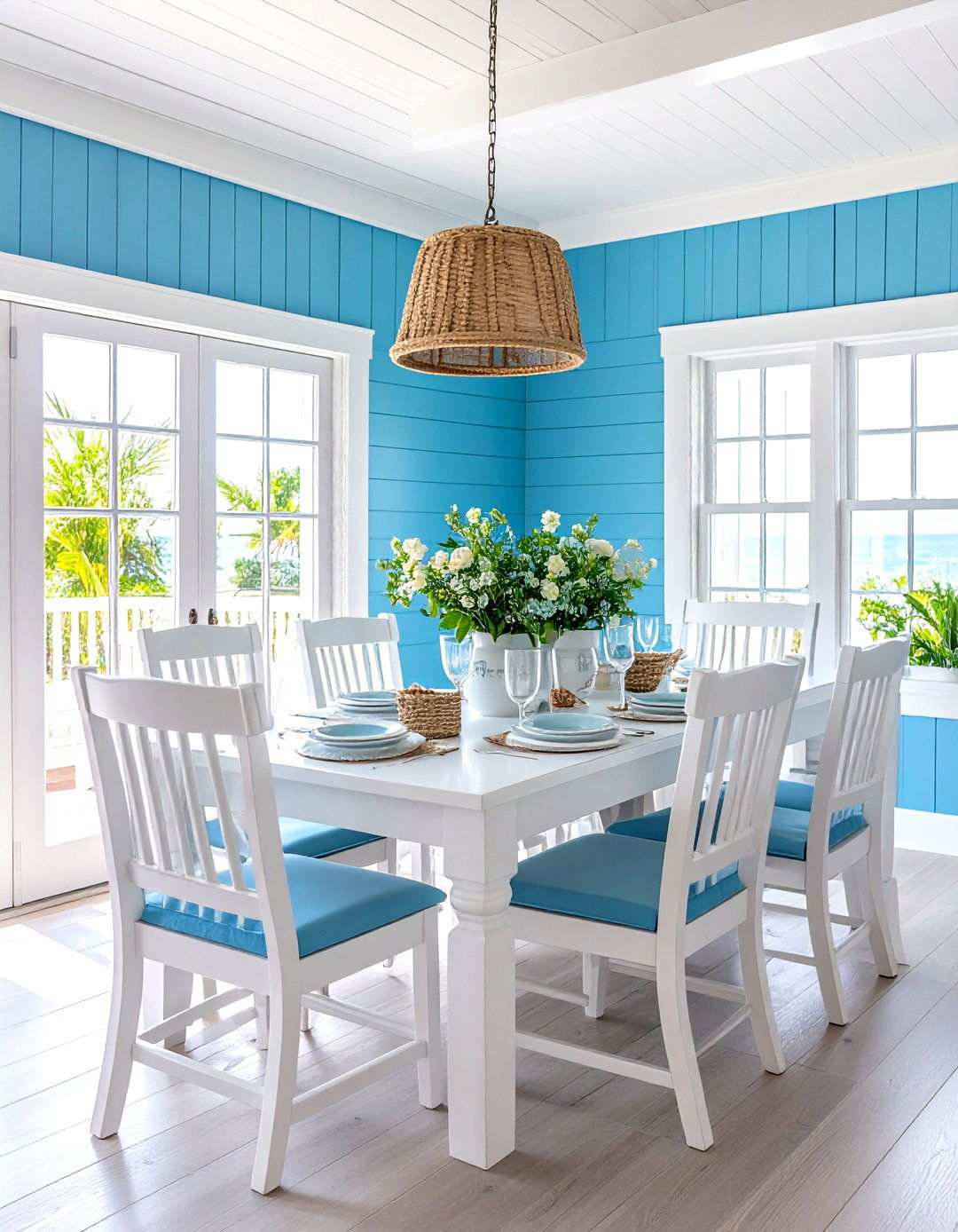 Blue Painted Shiplap Coastal Inspired - 24 Shiplap Dining Room Wall Ideas