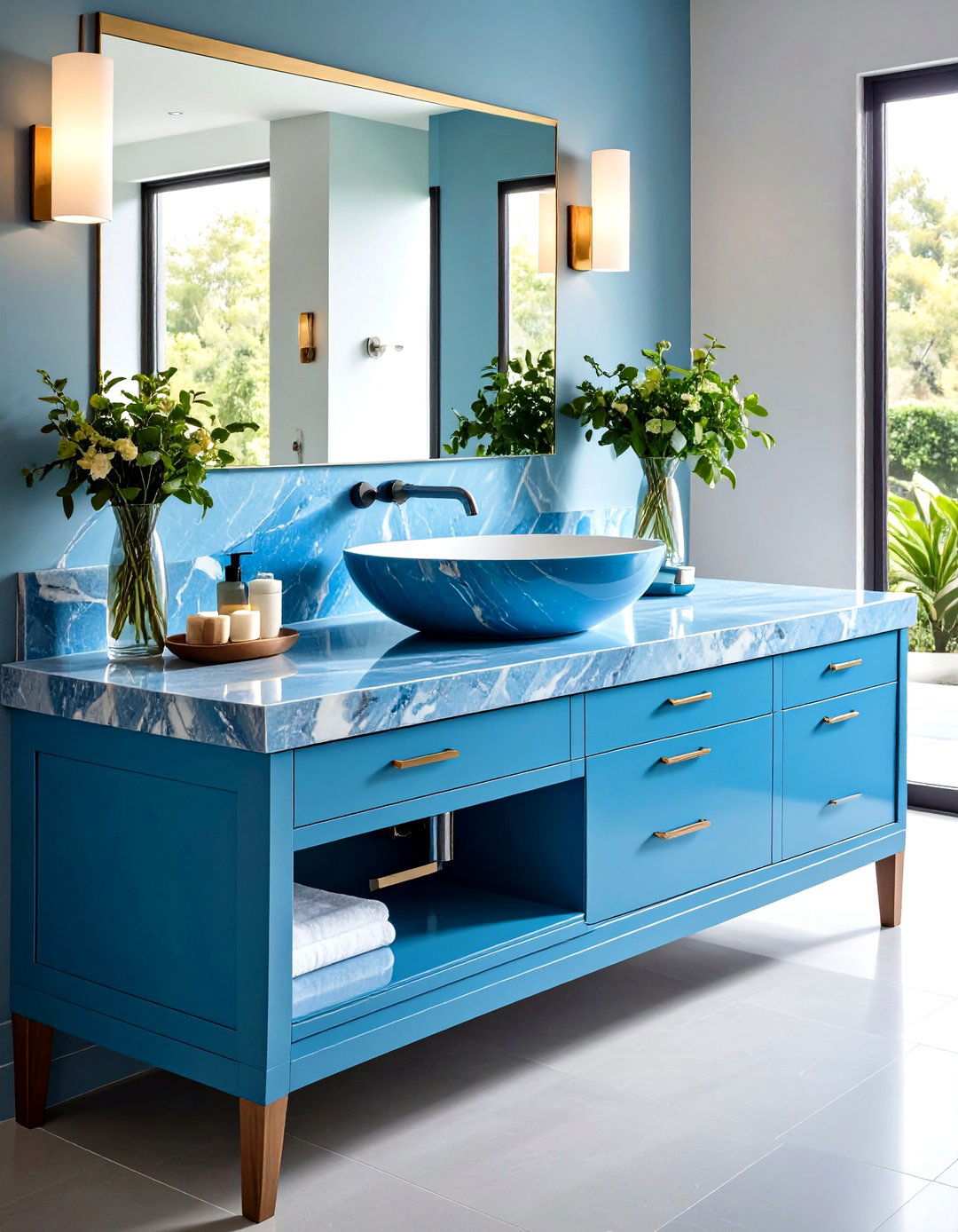 Bluestone Vanity Platforms - 24 Stone Bathroom Ideas
