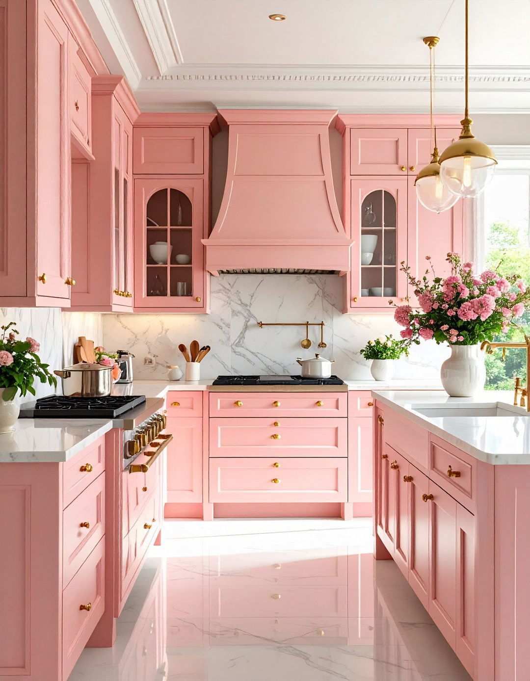 Blush and Brass Traditional Kitchen - 24 Pink Kitchen Ideas