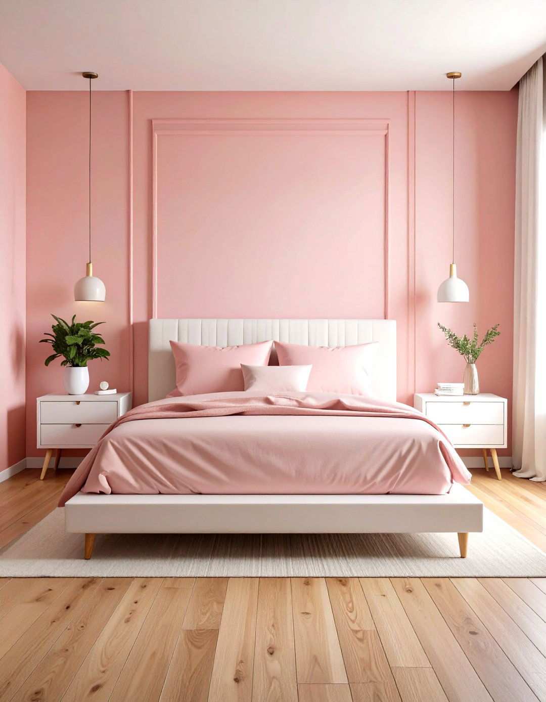 Blush Minimalist Bedroom Design - 24 Pink and White Bedroom Ideas
