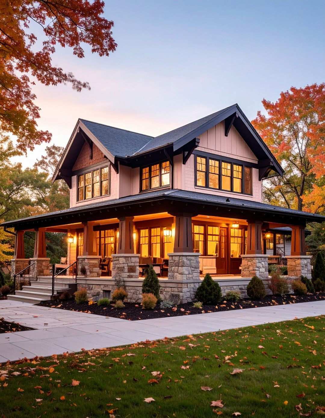 Blush Modern Craftsman Style - 24 Pink House Exterior Ideas