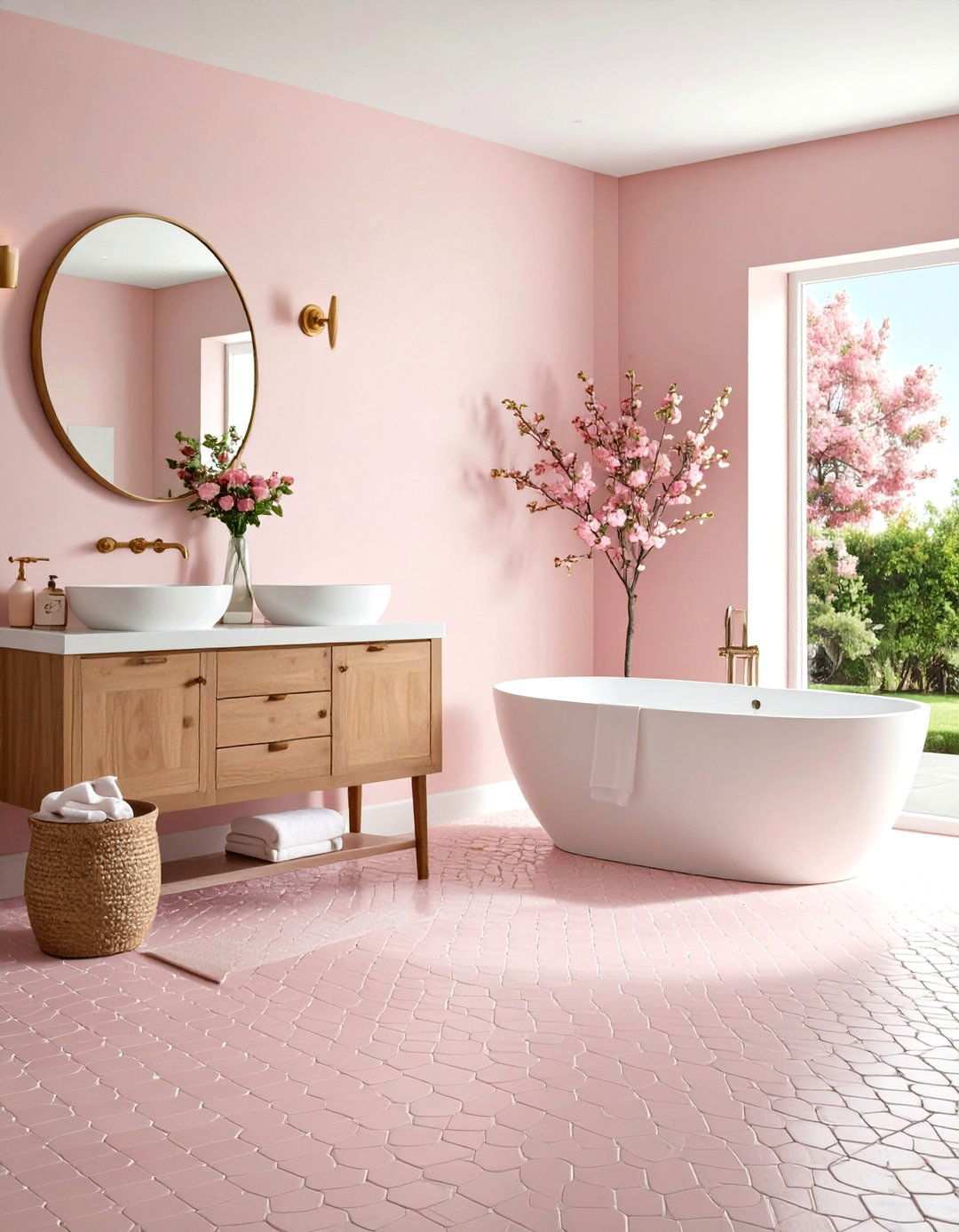 Blush Pink Feminine Sophistication - 24 Penny Tile Bathroom Floor Ideas