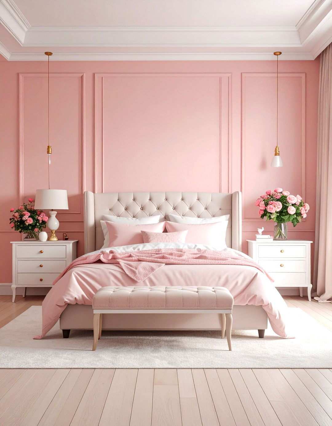 Blush Pink Master Bedroom Romance - 24 Monochromatic Color Schemes for Rooms