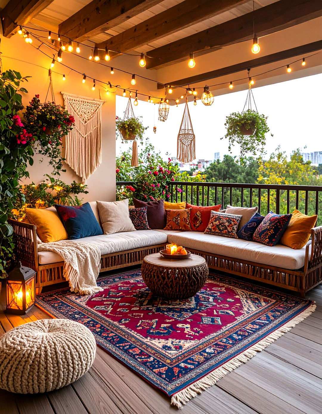 Bohemian Chic Lounge - 24 Large Balcony Ideas