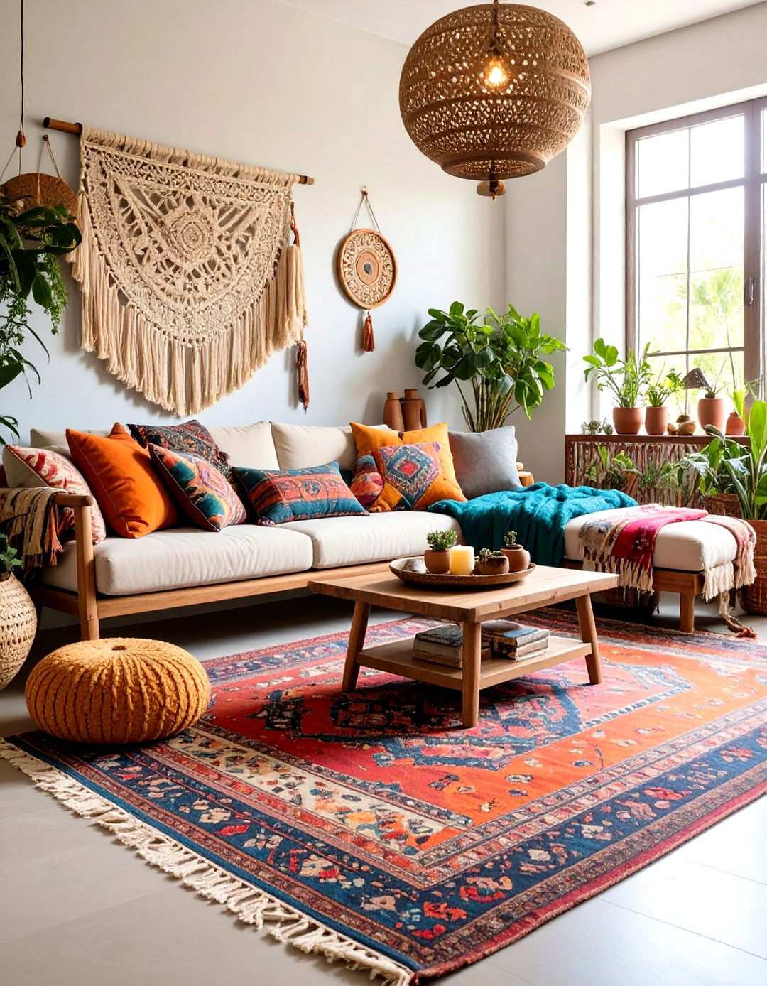 Bohemian Eclectic Living Room with Layered Textiles - 24 Small Living Room Ideas