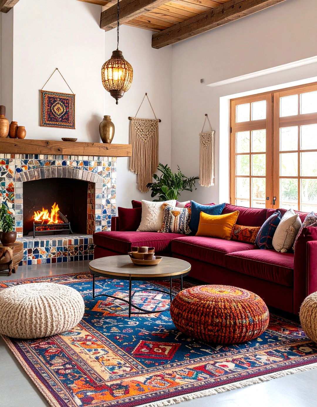Bohemian Eclectic Mix - 24 Living Room Ideas With Sectionals and Fireplace
