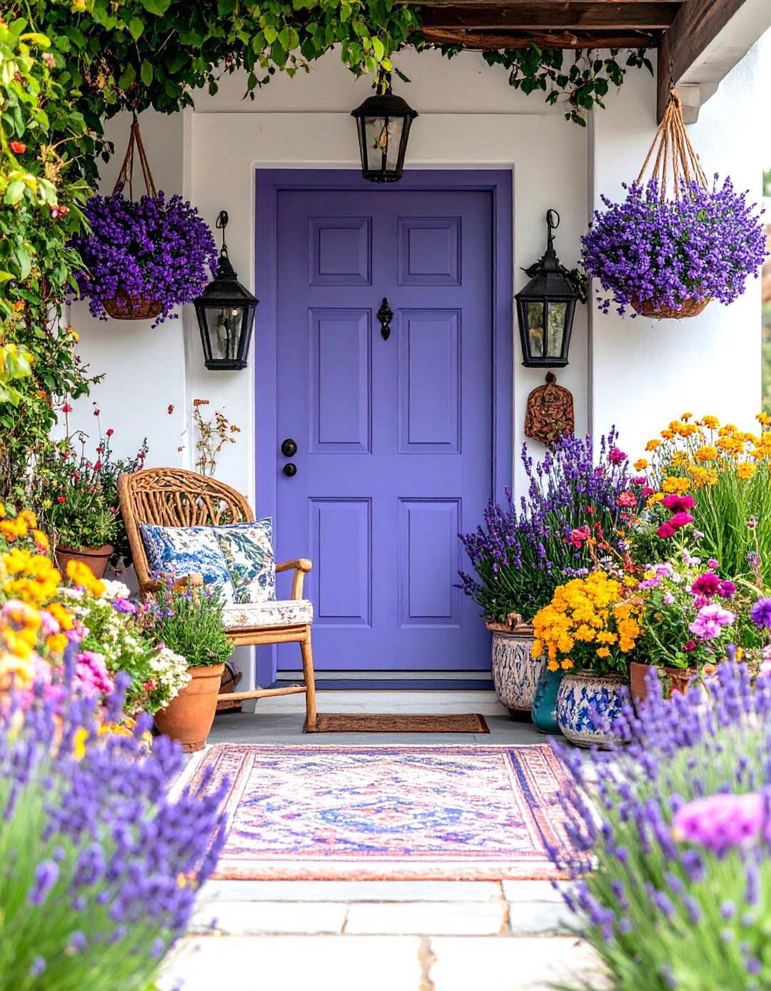 Bohemian Lavender Door with Eclectic Accessories - 24 Lavender Front Door Ideas