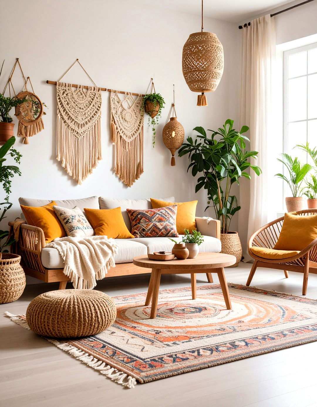 Bohemian Living Room with Layered Textiles - 24 Living Room Design Ideas