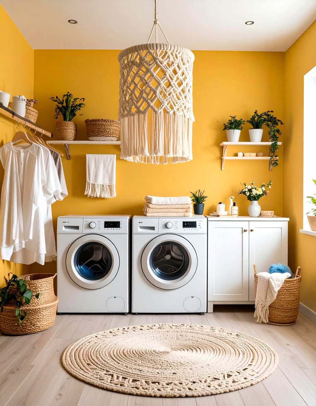 Bohemian Macrame Pendant Shades - 24 Laundry Room Lighting Ideas