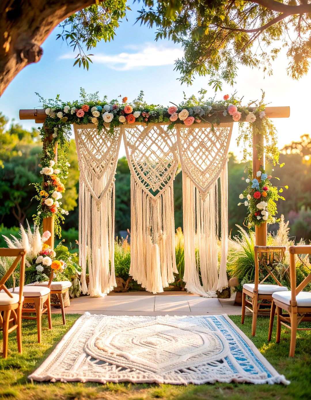 Bohemian Macrame Wedding Altars - 24 Wedding Altar Ideas