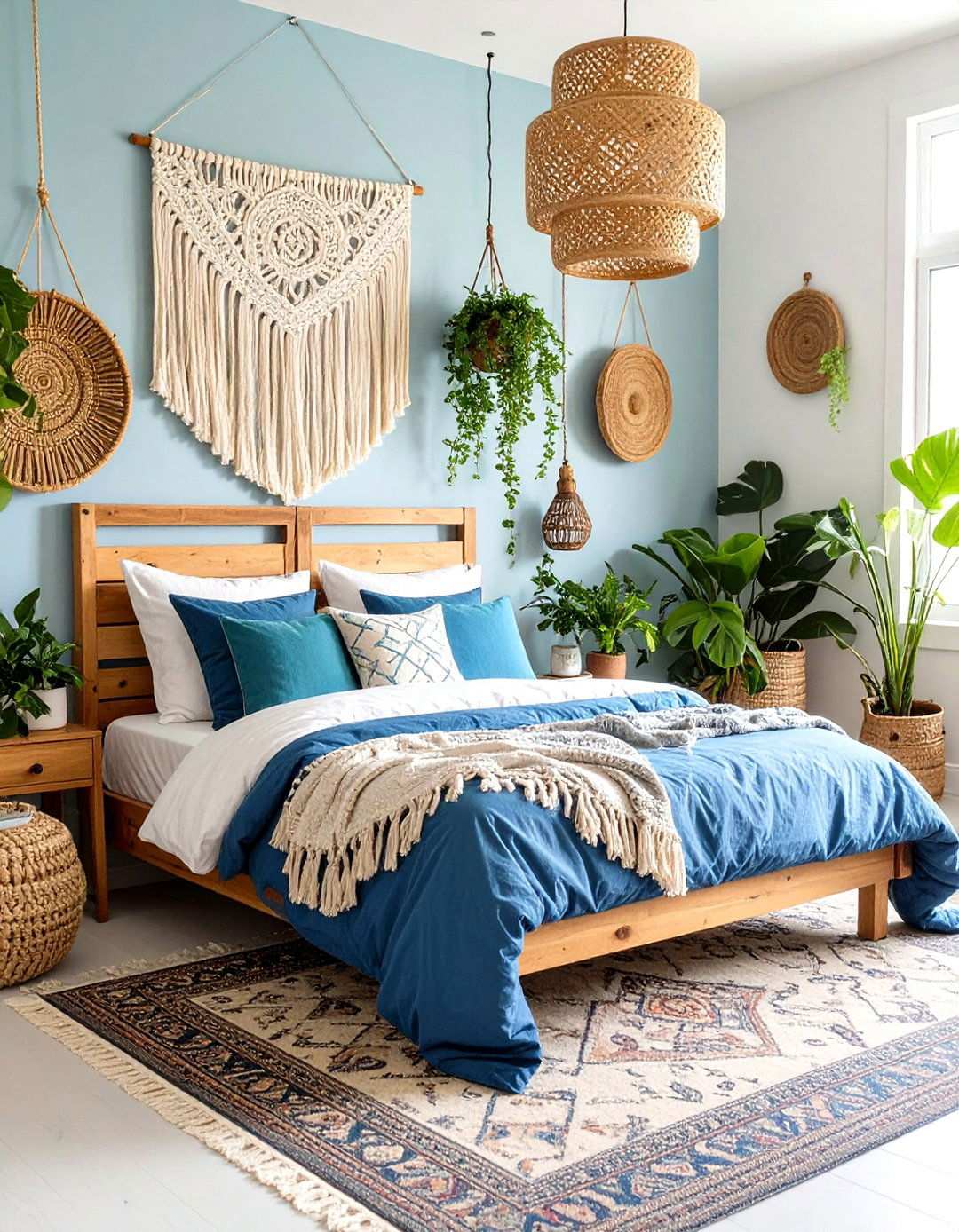 Bohemian Master Bedroom with Weathered Shiplap Headboard - 24 shiplap accent wall ideas