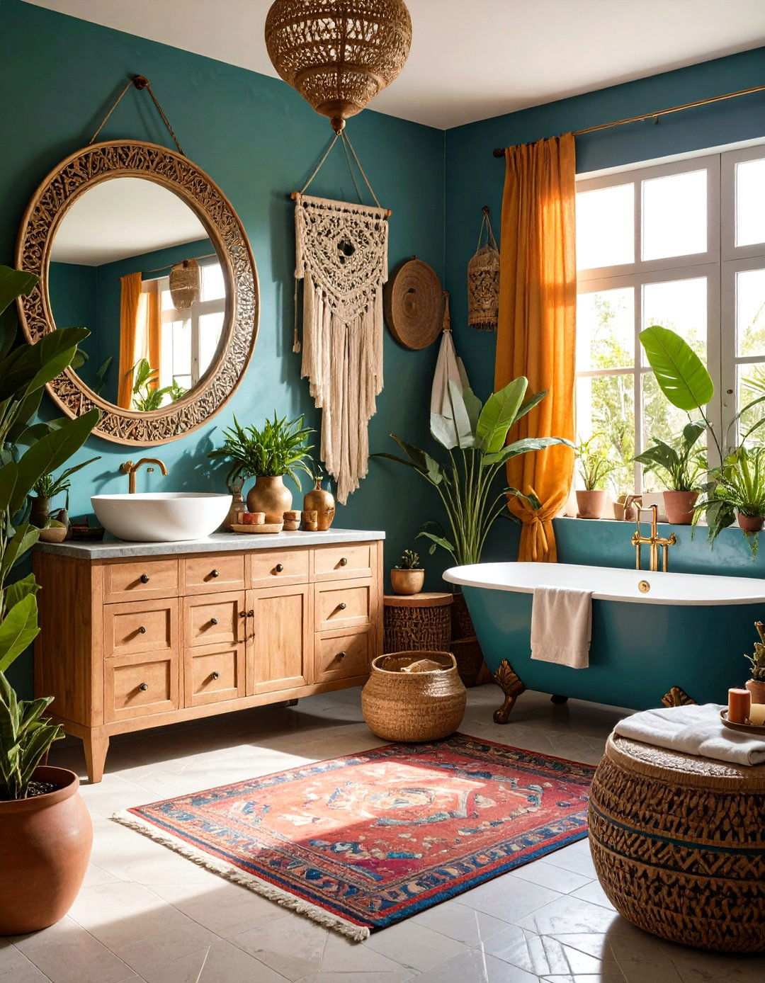 Bohemian Pink and Green Global Fusion - 24 Pink and Green Bathroom Design Ideas