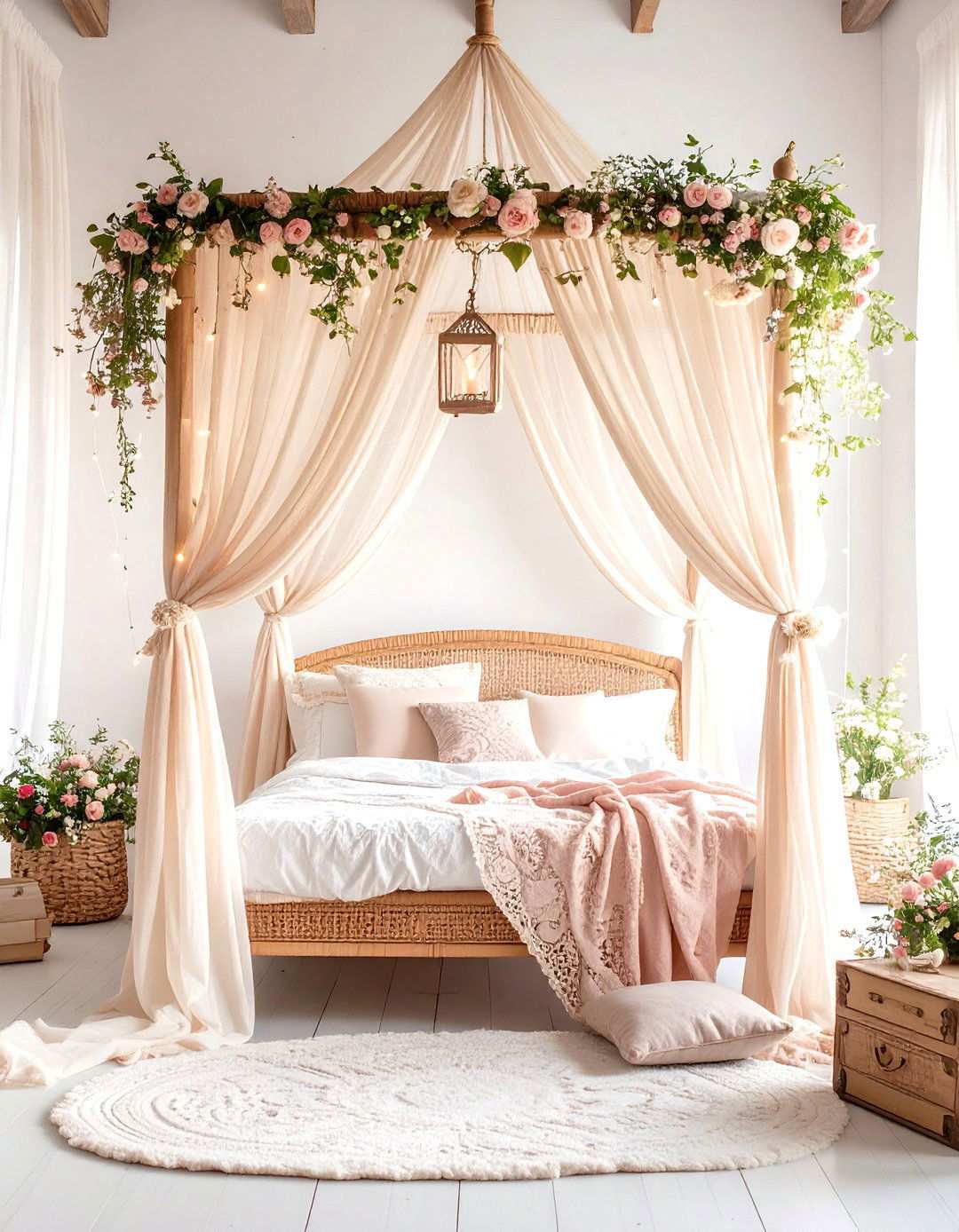 Bohemian Princess Rattan Canopy - 24 rattan bedroom furniture ideas